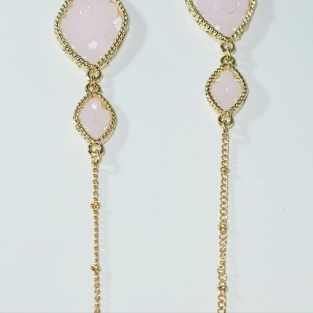 NWT-AMRITA SINGH-LIGHT PINK CRYSTALS AND GOLD NECKLACE - Picture 4 of 8
